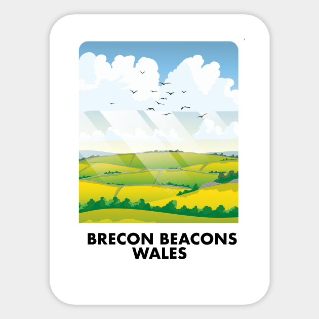 Brecon Beacons Wales travel poster Sticker by nickemporium1